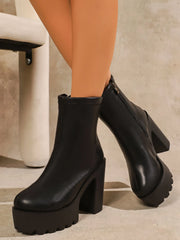 Ingvn  women's autumn /winter new waterproof platform thick heel super high heels women's boots suede warm short boots low boots