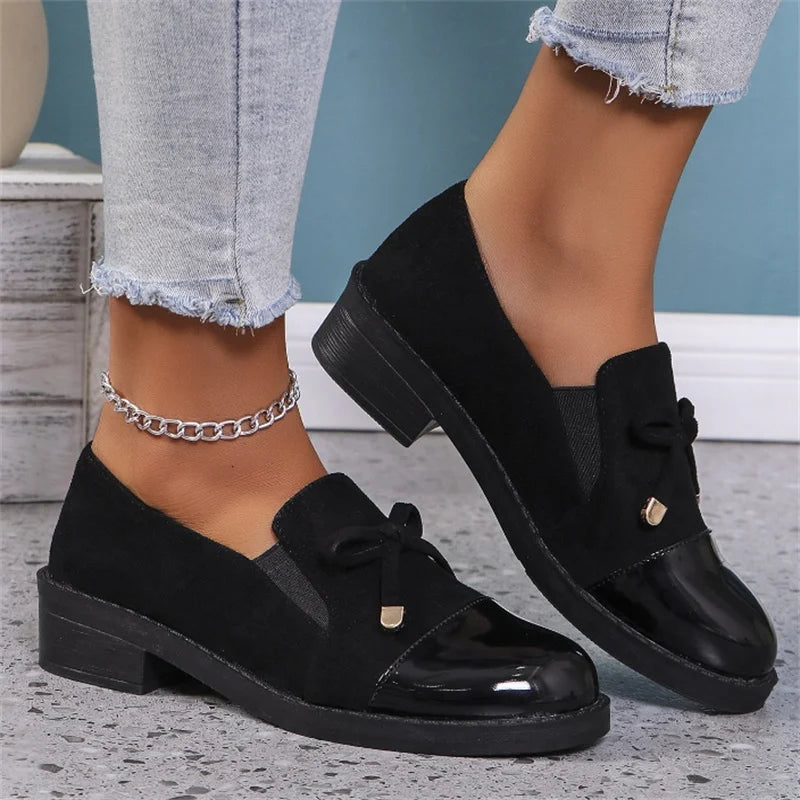 Ingvn  Plus Size 36-43 Shoes for Women Spring Autumn Fashion Office Pumps Bow Tie Round Toe Square Heel Platform Shoes Zapatos De Mujer