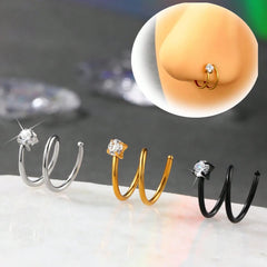 Ingvn  Double Nose Ring Hoop For Single Piercing Stainless Steel Spiral Twist Nose Hoop 20G 8/10mm Nose Piercing Hoop For Women