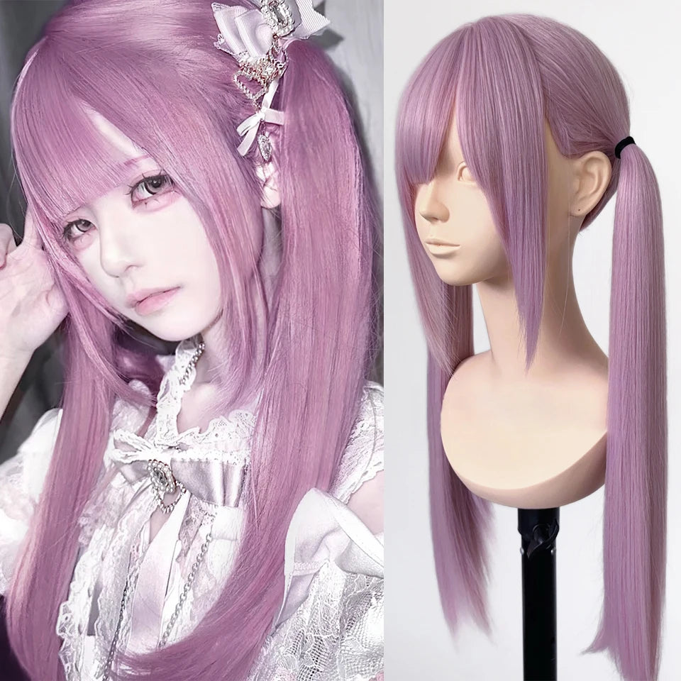 Ingvn - Long Wavy Black Highlight Pink Wig with Bangs Synthetic Diy Cosplay Wig Daily Wear Natural Wig Halloween Costume Wig for Women