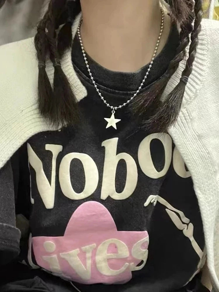 Ingvn  Titanium Steel Star Pendant Necklace for Men Women Y2K Hip Hop Cool Hot Girls Beads Chains Choker Korean Fashion Jewelry