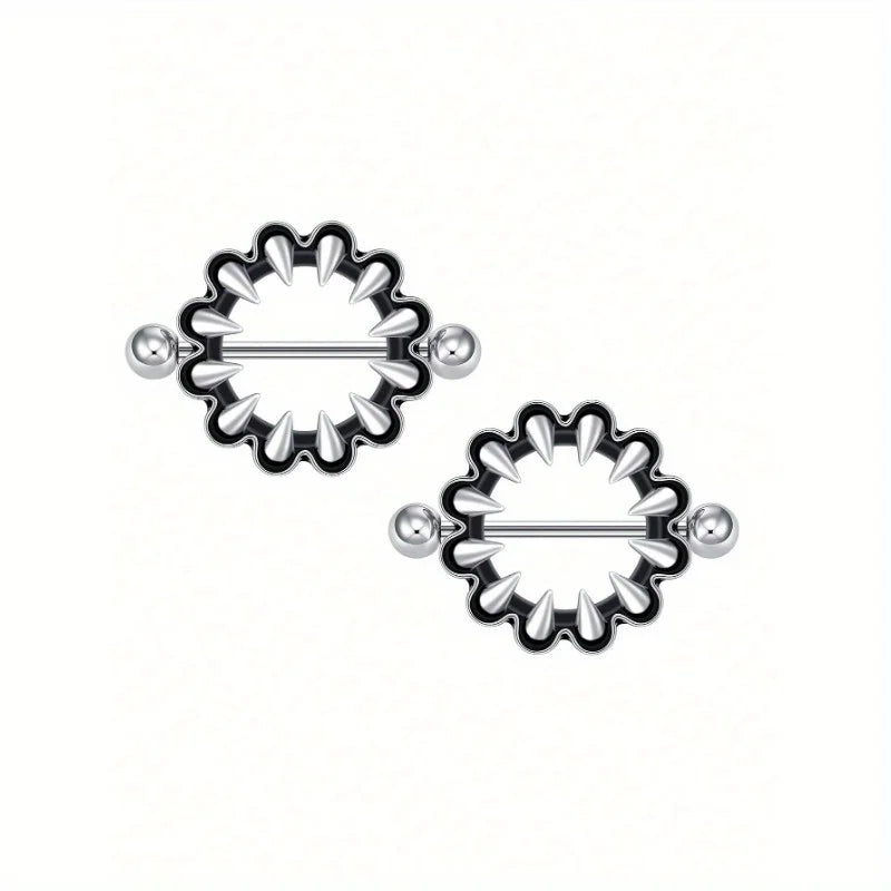 Ingvn  2pcs Halloween Elements Nipple Ring Nipple Piercing Jewellery Skeleton Hand Spider Heart Bat Wings Tight Spell Teeth Octopus