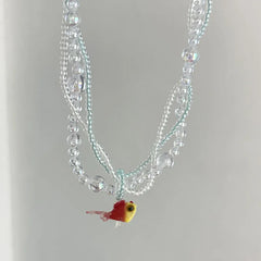 Ingvn  Kpop Goth Goldfish Pendant Necklace for Women Resin Acrylic Boho Aesthetic Charm Y2K Handmade Beads Trendy Accessory