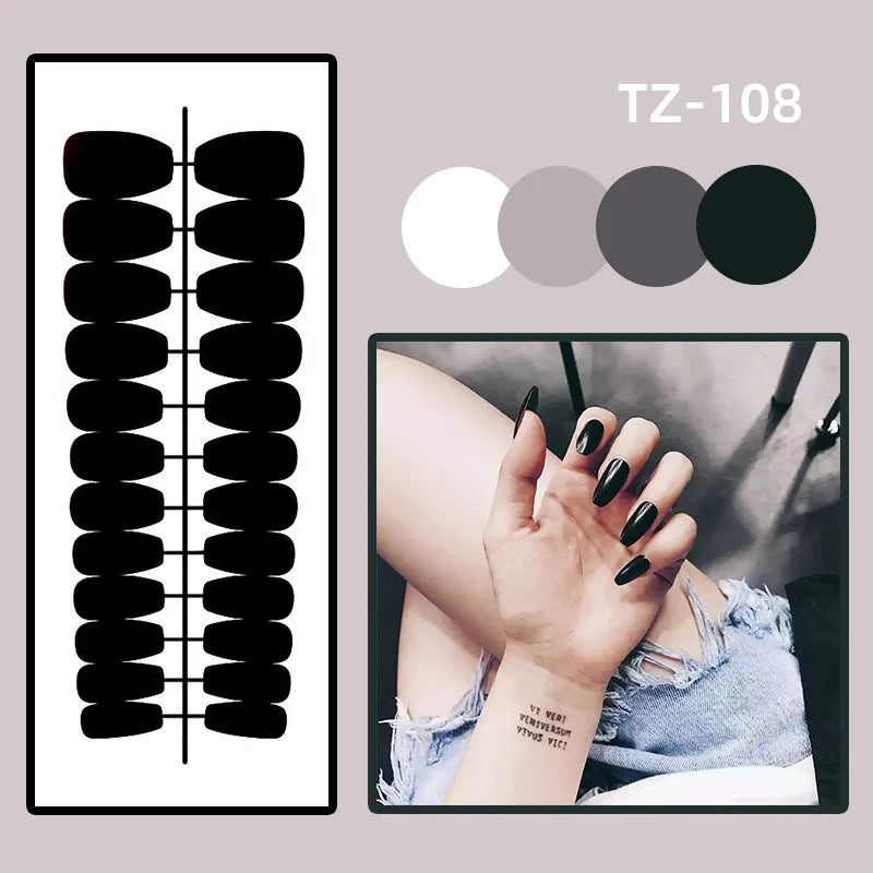 Ingvn  24Pcs Pink French False Nails Rainbow Cloud Design Full Cover Nail Tips Summer Long Almond Fake Nails Almond Press on Nails
