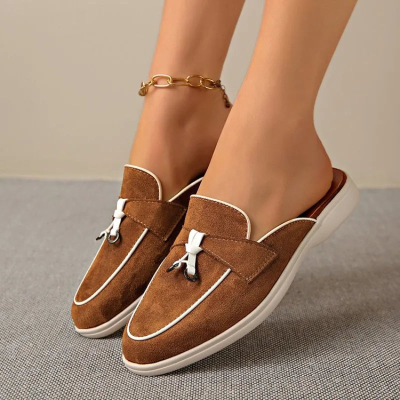 Ingvn  New Casual Flat Bottom Slippers Fashion Women Tassel Metal Lock Loafers Shoes Summer Slipper Comfortable Slip on Shoes