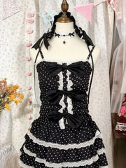 Ingvn  Black Vintage Lolita Dress Women Gothic Y2K Sleeveless Lace Slim Dress Spicy Girl Elegant Daily Streetwear