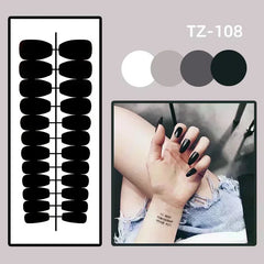 Ingvn  24Pcs False Toe Nails with Jelly Glue Glitter Pink French Fake Nails Simple Wearable Finished Press on Nails Full Cover Nail Tip