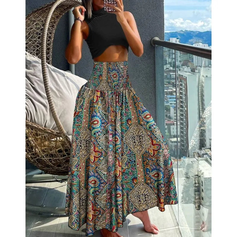 Ingvn  A large quantity of summer clothing and new half length vacation skirts in stock for the summer of 24  long skirts for women