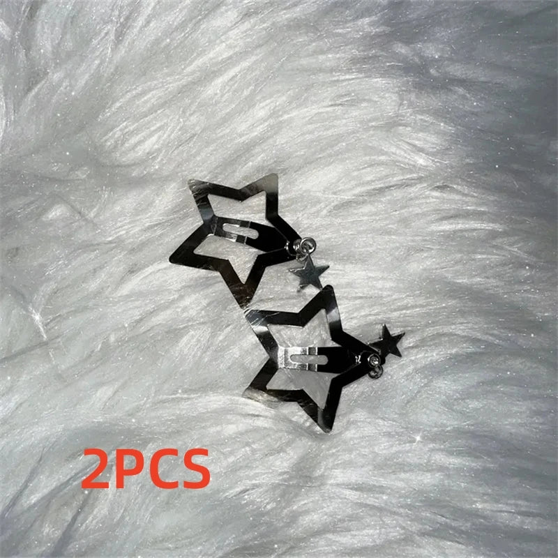 Y2k Pentagram Star Pendant Hair Clip for Women Sweet Cool Cute 90s Aesthetics Bobby Pin Harajuku Vintage Trend Hair Accessories