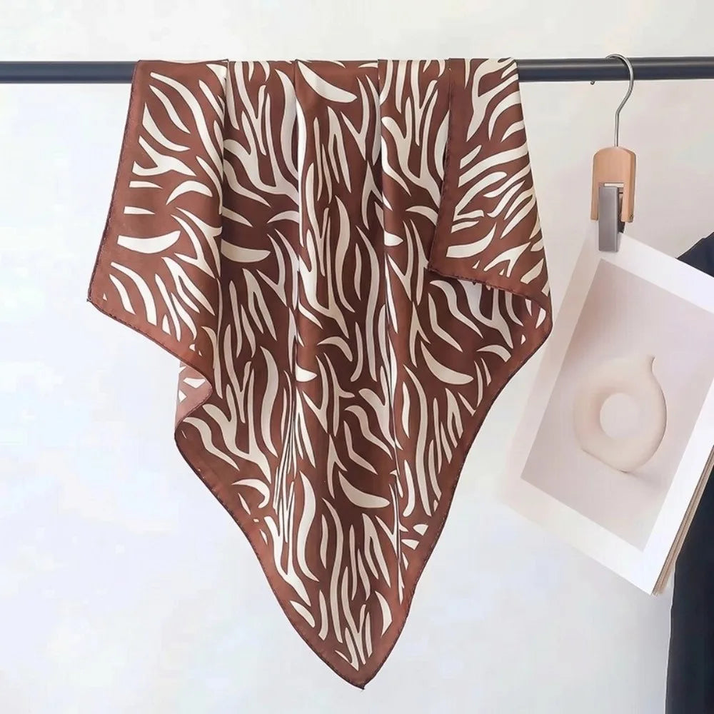 Ingvn  70x70cm Silk Scarf Silk Material Horse Pattern Neck Ties Handkerchief Style Leopard Print Horse Pattern Scarf Summer Season