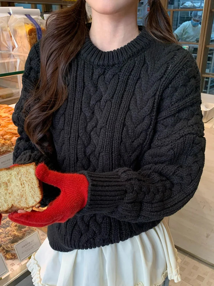 Ingvn - New Solid Color Versatile Long Sleeve Women Sweaters Casual Loose Jumper Knitted Pullovers Sweater Autumn Winter Knit Tops