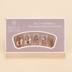 Ingvn  24pcs Love Rhinestone 3d Bowknot Decorated Fake Nails Reusable Adhesive Nail Tips Sparkle Self-adhesive Press on Nails Wholesale