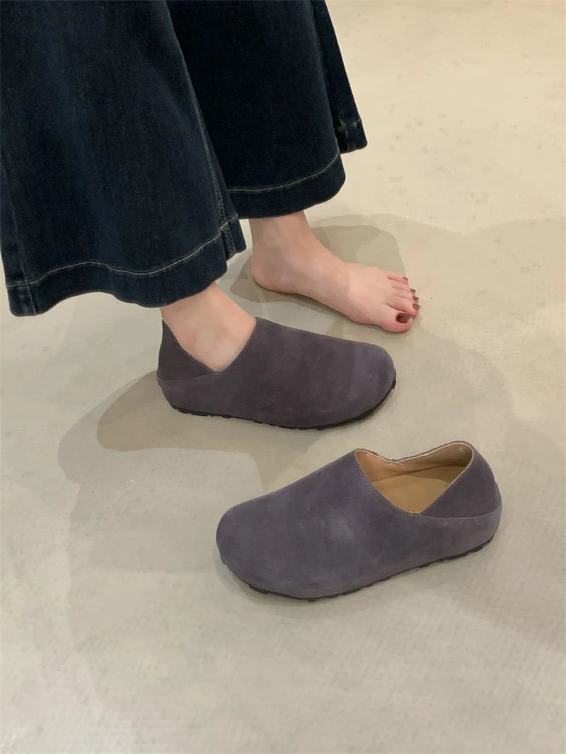 Ingvn  Spring Autumn New Suede Loafers Woman Fringe Round Toe Slip-on Daily Casual Shoes Comfort Outdoor Flat Walk Shoes Women