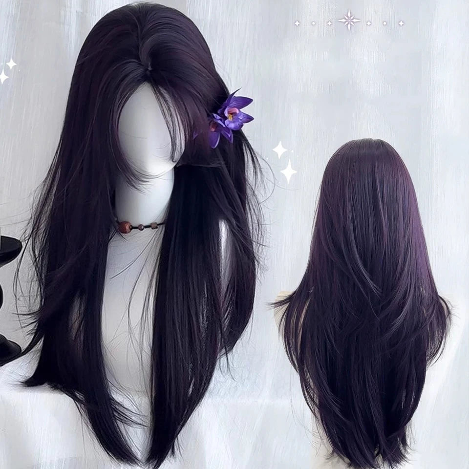 Ingvn  ﻿Long Wavy Ombre Pink Lolita Wig Synthetic Natural Cosplay Small Area Lace Wig Halloween Party Costume Wig for Women Daily Wear