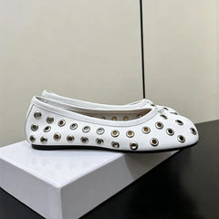Ingvn  Fashion Rivet Hollow out Split toe Women Ballet Flats Spring Summer Comfortable Soft Sole Lazy Walking Loafers Casual Tabi Shoes