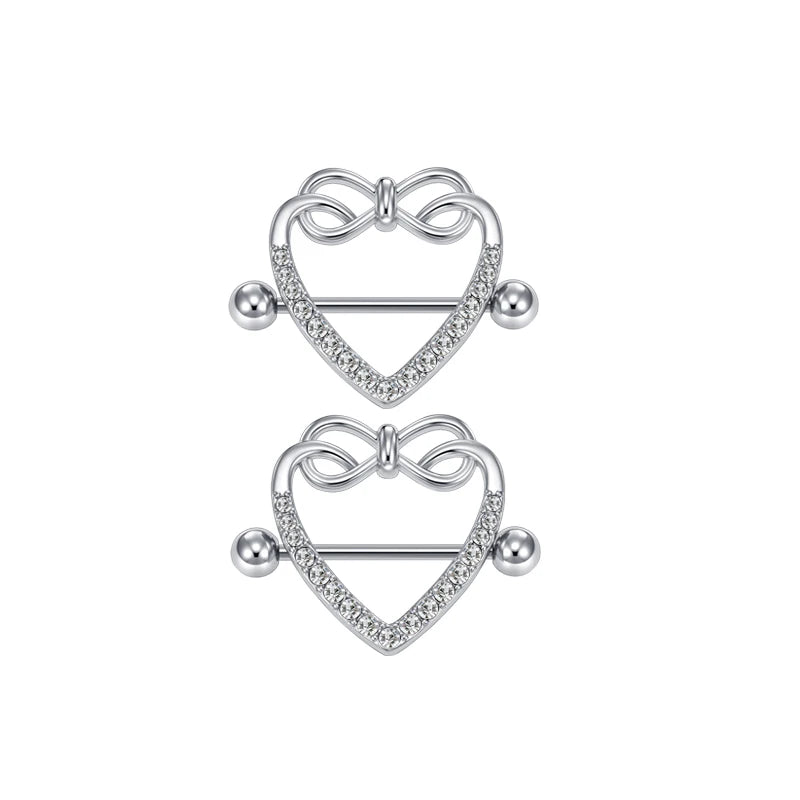 Ingvn  1Pair Heart Shaped Nipple Rings Piercing Jewelry for Women Sexy Clips Stianless Steel Nipple Ring Clamps Pierced Body Jewelry