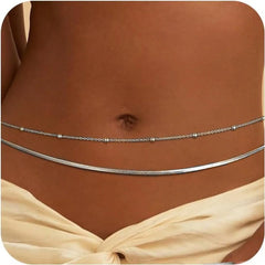 Ingvn  Women's Gold Waist Chain, Multi-Layer Belly Chain, Sexy Bikini Beach Waist Beaded Chain, Waterproof Body Chain,