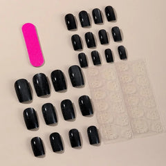 Ingvn  24Pcs Black Blue Purple Red Cat Eyes False Nails with Tools Press on Nails for Girls Square Nail Tips Fake Nails Set with Glue