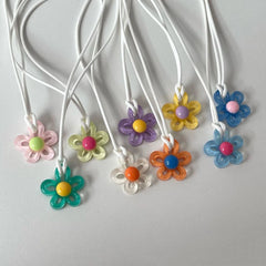 Ingvn  Colorful Acrylic Flower Pendant Wax Line Necklace Fashion Neck Handmade Chain Charm Statement Women Pendulum Y2K Jewelry Gift
