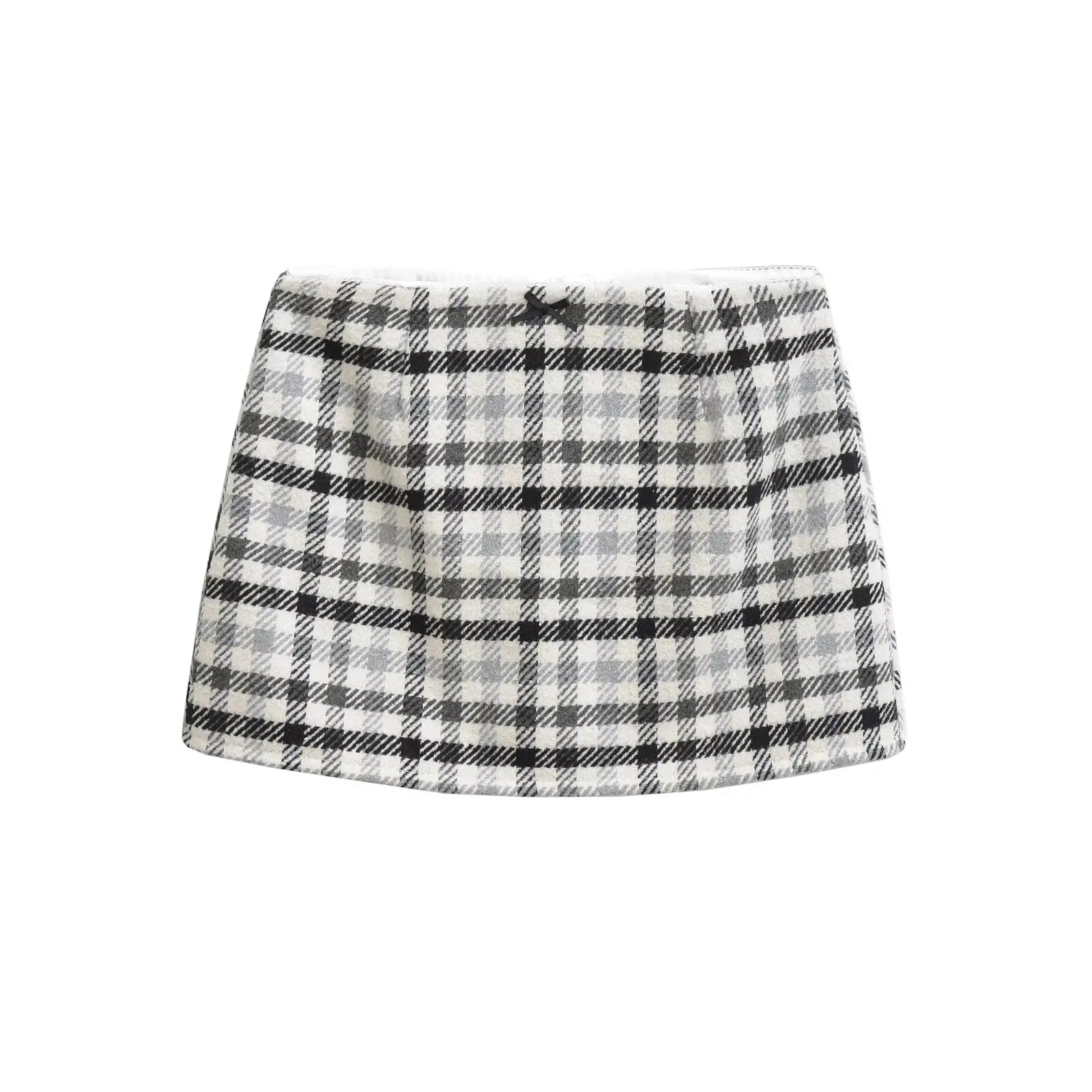 Ingvn  2 colors Autumn High Waist Tweed Colored Plaid Skirt Women Back Zipper Package Hips A lined Mini Skater Party Femme