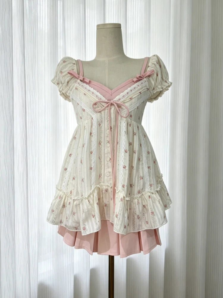 Ingvn  Kawaii Harajuku 3 Piece Set Women Gothic Lolita Lace Shirt Slim Y2K Skirt Aesthetic Korean Fashion Suit Chic
