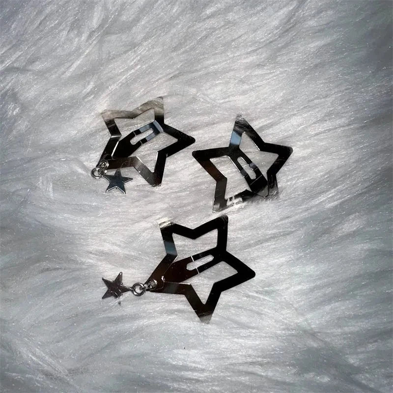 Y2k Pentagram Star Pendant Hair Clip for Women Sweet Cool Cute 90s Aesthetics Bobby Pin Harajuku Vintage Trend Hair Accessories