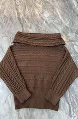 Ingvn - Autumn/Winter Fashion New Korean Warm Thick Design Sweater Single Shoulder Knitted Sweater Elegant Loose Hoodie  Jumper