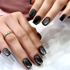Ingvn  24Pcs Black Blue Purple Red Cat Eyes False Nails with Tools Press on Nails for Girls Square Nail Tips Fake Nails Set with Glue