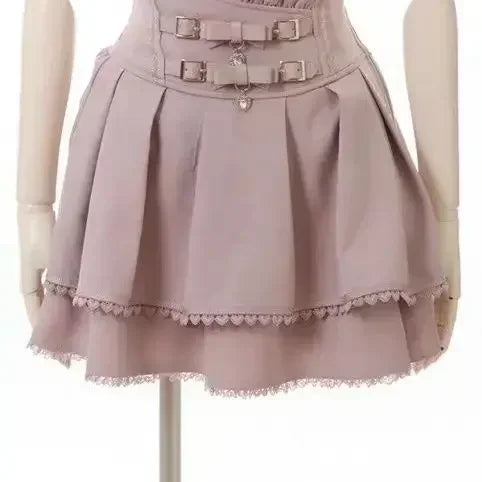 Ingvn  Japanese Style Kawaii Mini Cake Skirts Womens Fairy Bandage Lolita High Waist Y2k Aesthetic Sweet Lace Gothic JK Faldas Skirt