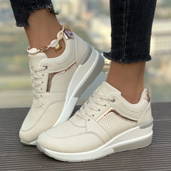 Ingvn  Women's Breathable Casual Shoes Street Fashion Womens Sneakers Lace-up Comfortable Women Platform Shoes Zapatillas De Mujer