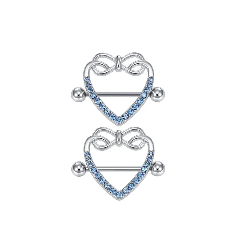 Ingvn  1Pair Heart Shaped Nipple Rings Piercing Jewelry for Women Sexy Clips Stianless Steel Nipple Ring Clamps Pierced Body Jewelry