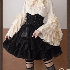 Ingvn  Gothic Vintage Ruffles Long Sleeve Blouses Y2k Aesthetic Retro Tops Blusas Bow Design Elegant Lolita Shirts Women Female