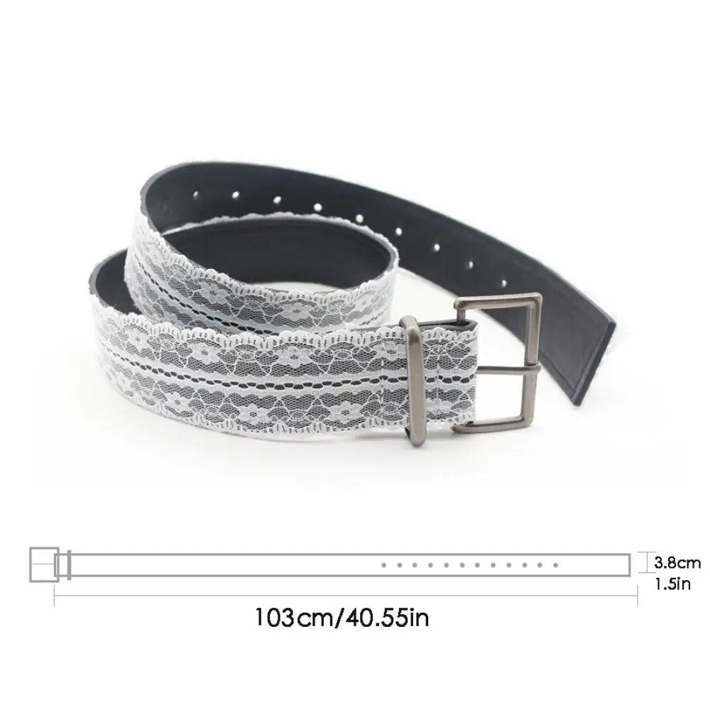 Ingvn  Beautiful Lace Waist Belt Leather White Floral Lace Waistband Decor Accessory Gift Casual Waist Strap Fashion Accent for Women