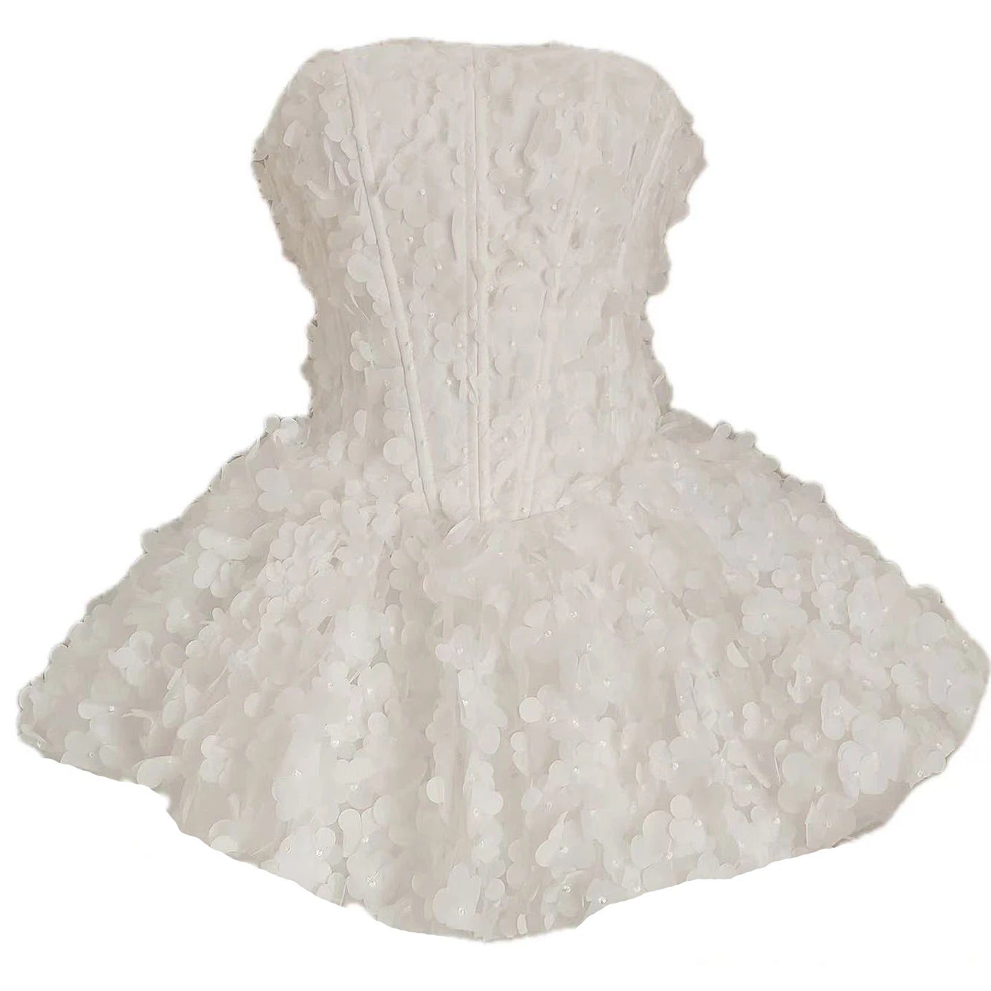 Ingvn  French Elegant Sweet Princess Birthday Party Dress 3D Flower High Waist Slim Fit Strapless Puff Evening Dress Women Spring