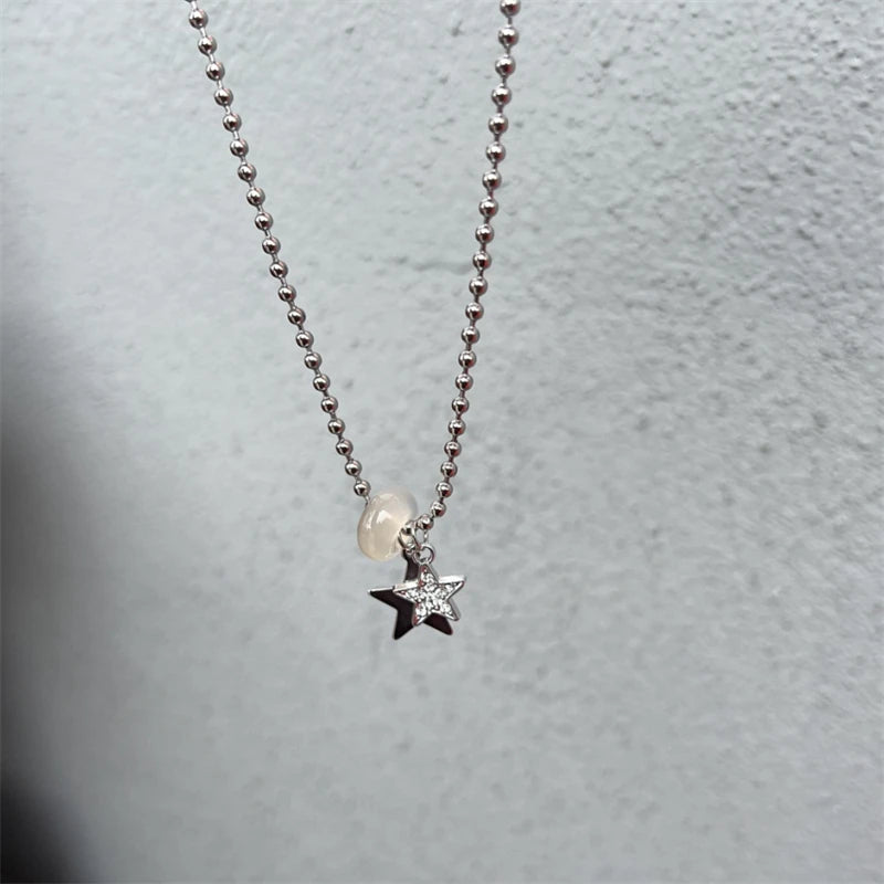 Ingvn  Titanium Steel Star Pendant Necklace for Men Women Y2K Hip Hop Cool Hot Girls Beads Chains Choker Korean Fashion Jewelry