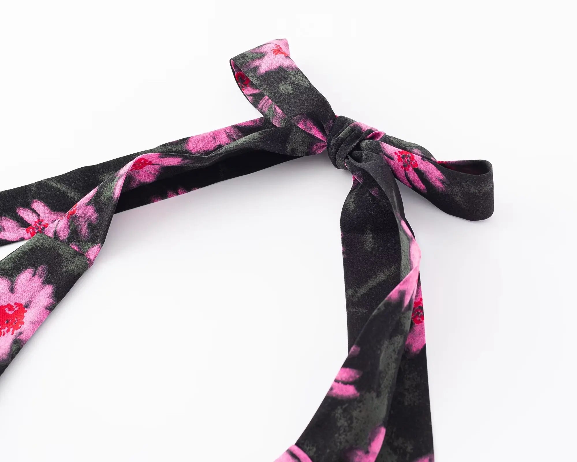 Ingvn  Sexy Black With Pink Floral Print Tie Bow Halter Sling Dress Summer Woman Backless Slim Waist Midi Long Dresses Robe Holiday