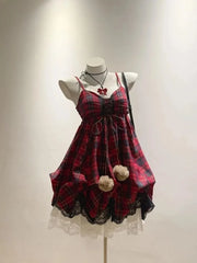 Ingvn  Y2K Vintage Sweet Bud Mini Dress Women Strap Cute Ruffle Dress Summer Casual Streetwear Party Outfits