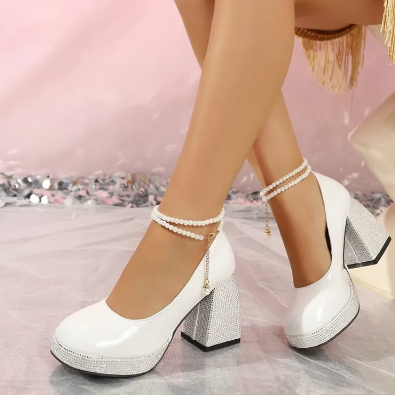 Ingvn  Summer New Women Shoes Fashion Ankle Strap High Heels Round Toe  Shoes New WomenHigh Heels