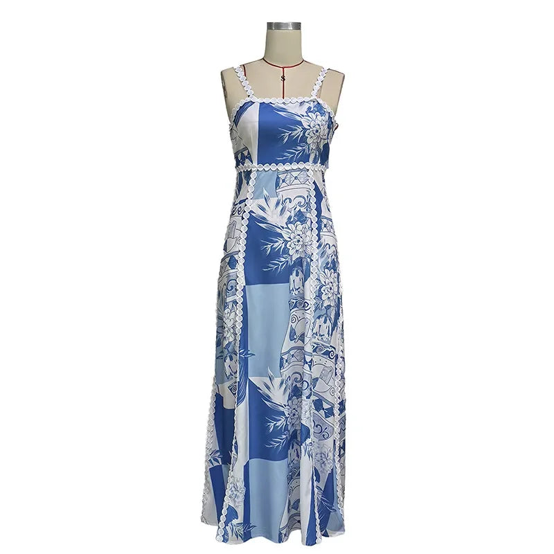 Ingvn  Casual Holiday Print Dress Women's Loose Summer Spring New Style Strapless Dress Polyester Fiber Mixed Fabric