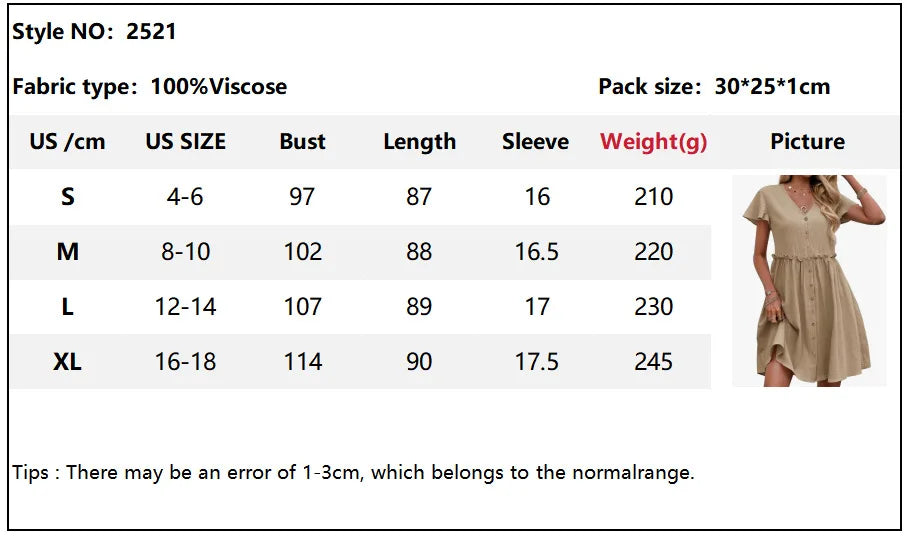 Ingvn  Summer New Women's V-neck Short-sleeve Ruffle Hem Dress