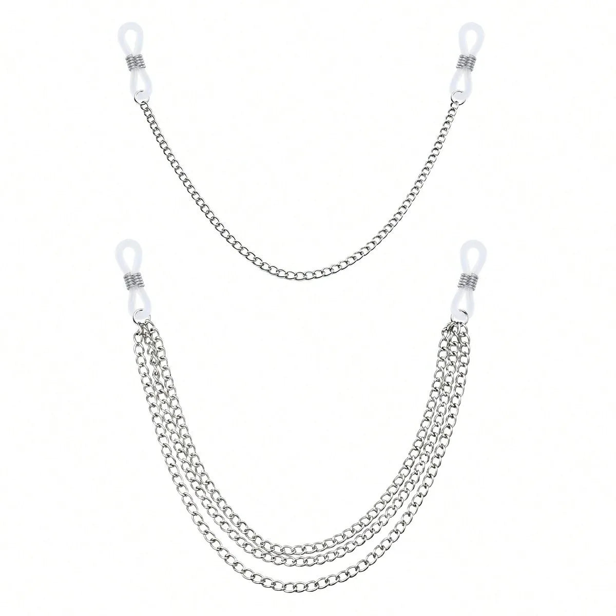 Ingvn  2 Pairs Clip-On Body Piercing Fake Nipple Rings, Non-Piercing Body Chains For Women