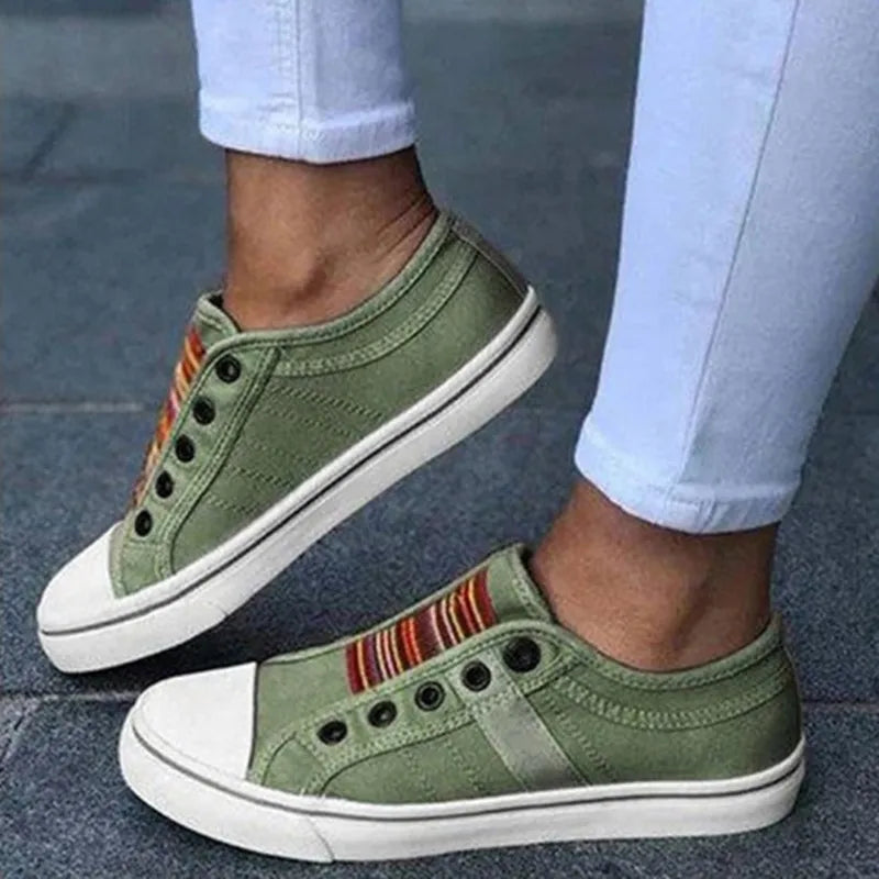 Ingvn  Women's Vulcanize Shoes Low-cut Trainers Canvas Flat Shoes Women Casual Vulcanize Shoes New Women Summer Autumn Sneakers Ladies