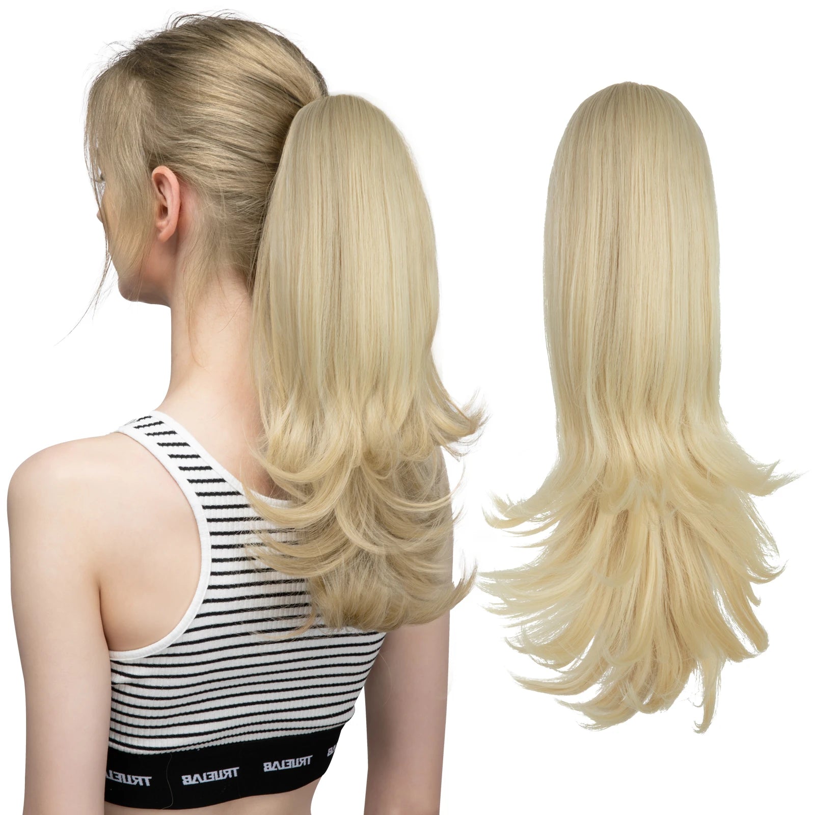 Ingvn  Claw Clip In Ponytail Hair Extensions Hairpiece Fake Blonde Hair Wavy False Pigtail With Elastic Band Horse Tail