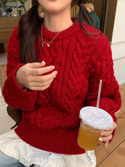 Ingvn - New Solid Color Versatile Long Sleeve Women Sweaters Casual Loose Jumper Knitted Pullovers Sweater Autumn Winter Knit Tops