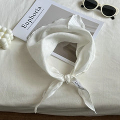 Ingvn - Mori Style Solid Color Linen Scarf Thin Fabric Comfortable Feel Headscarf Breathable Triangle Scarf Pastoral Style