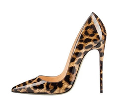 Ingvn - Leopard Stripe Horsehair Side Cutout Pumps 12/10/8cm Stiletto Heels Pointed Toe Woman Sexy Shallow Slip On Banquet Shoes