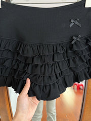 Ingvn  Sweet Kawaii Harajuku Mini Skirt Y2k Ruffled Lace Skirt Women Preppy Subculture Style Cute Bow Design Casual New Skirt