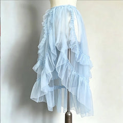 Ingvn  Y2k Kawaii Vintage Irregular Skirt Women Lolita Lace Ruffles Bow Skirt Harajuku Subculture Cute Party Outfit Skirt