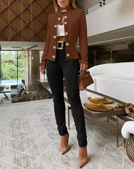Ingvn  Women Button Long Sleeve Blazer Suit Coat Jacket Outwear Tops Ladies