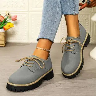 Ingvn  Women's Shoes New Fashionable Spring Autumn Sneakers Versatile Female Casual Flat Retro Lace-up Loafer Non Slip Wear Resistant